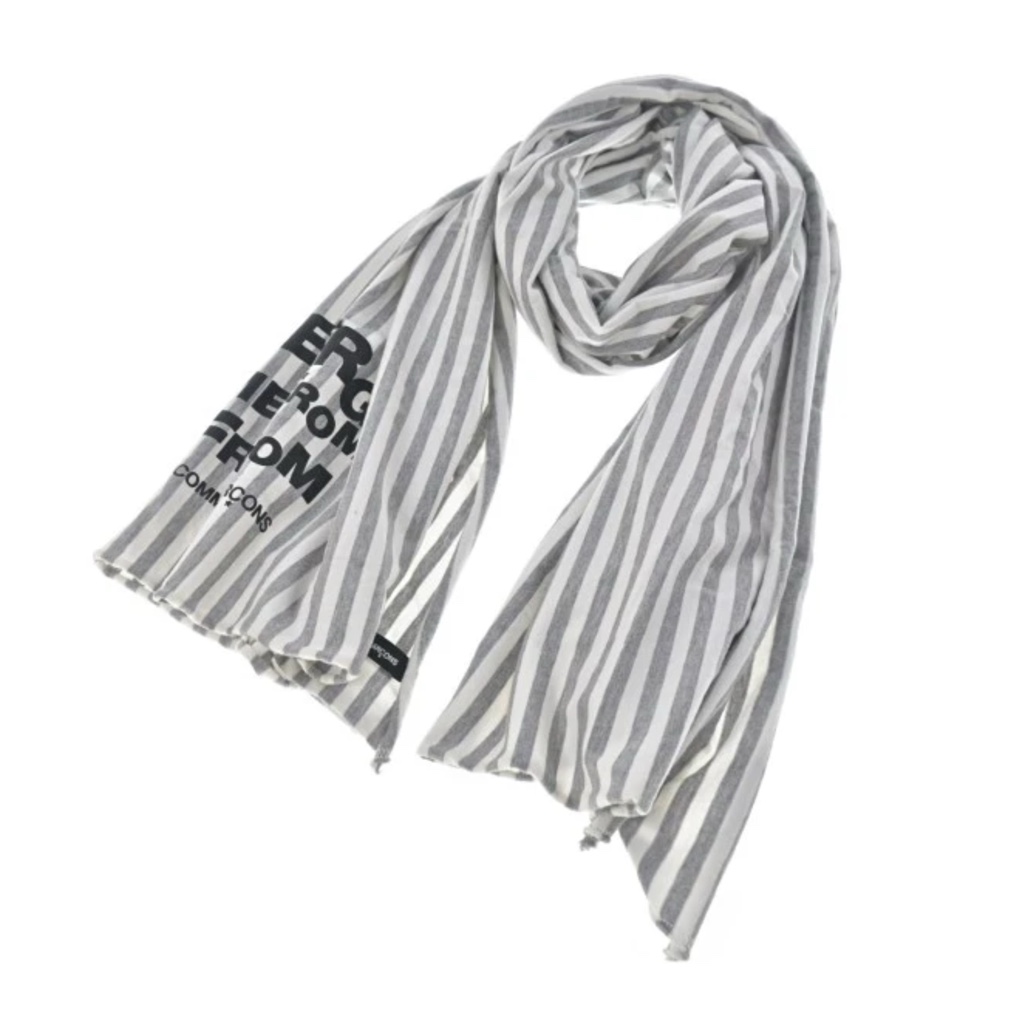 COMME des GARCONS グレー ストライプ 大判ストール マフラー