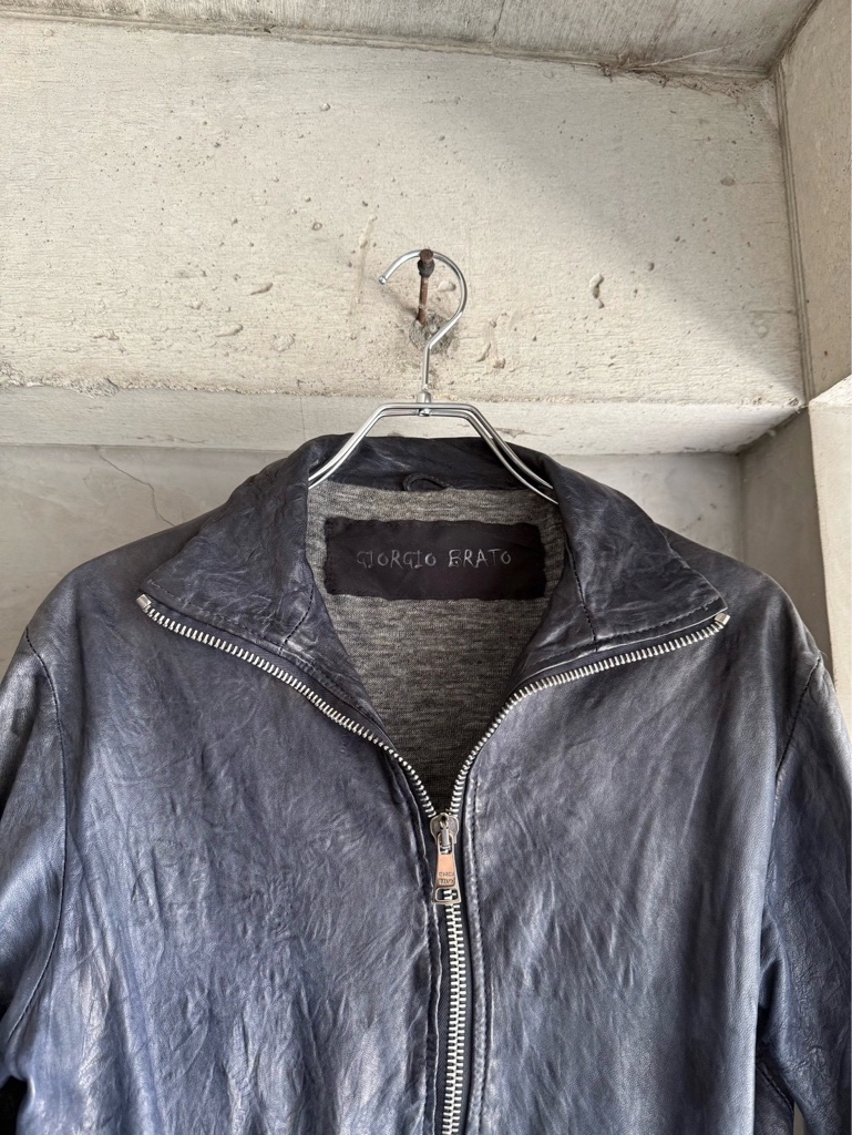 GIORGIO BRATO 15AW Archive Night Dark Lamb Leather Zip Blouson