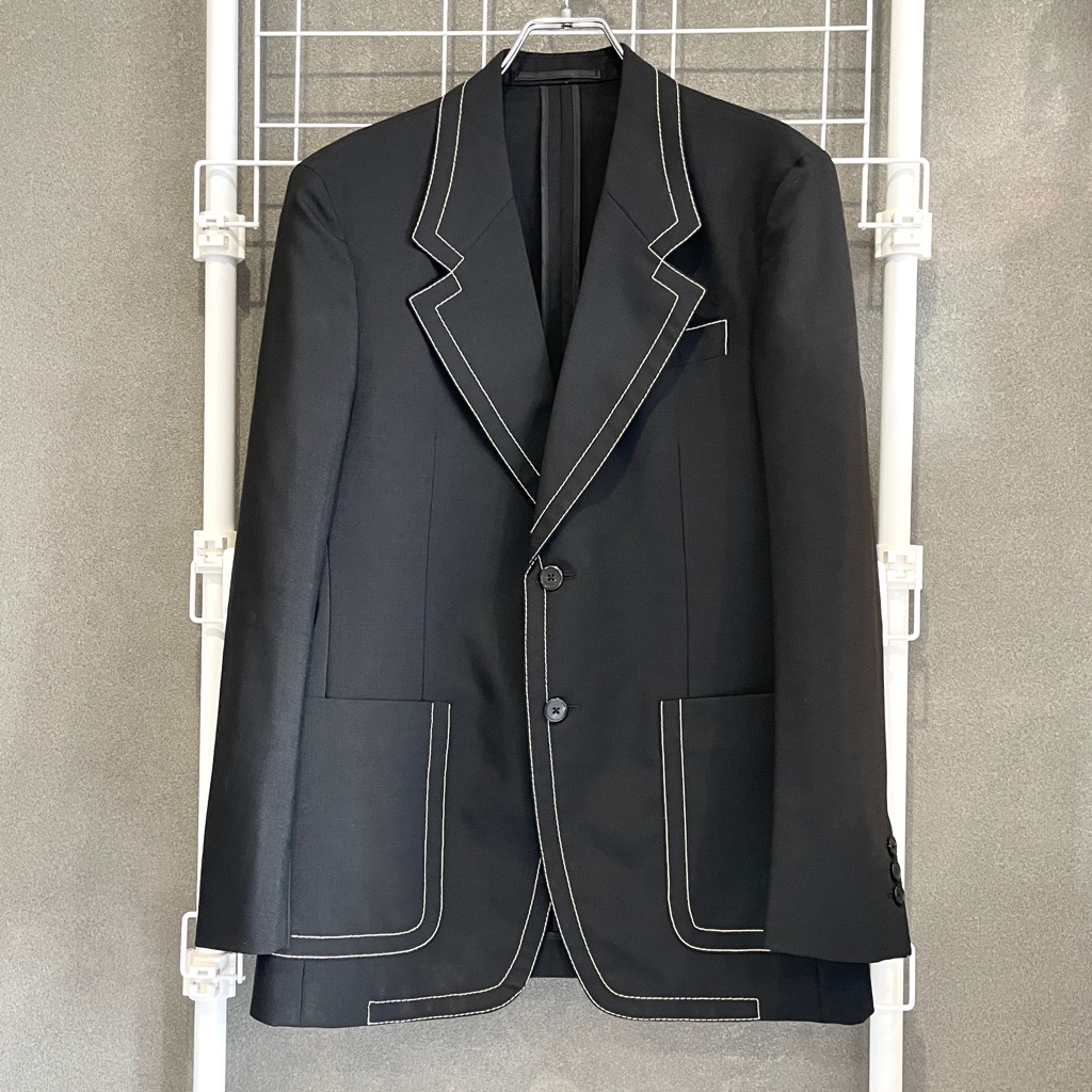 美品 プラダ 15ss 0番ステッチ テーラード ジャケット prada 黒