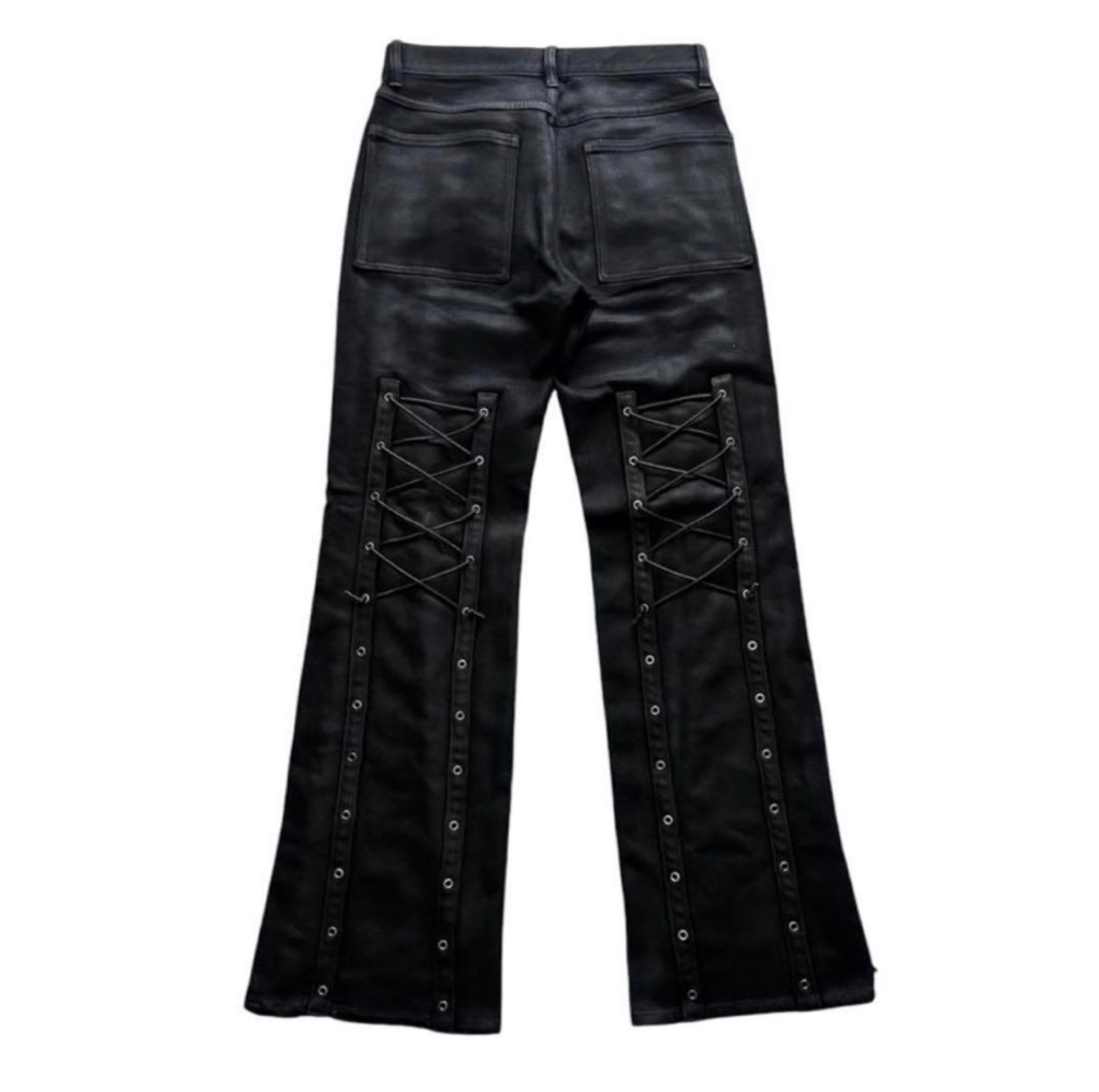 nomassprod waxed denim black NO MASS PROD. 014GLM J-WAXED FLARE