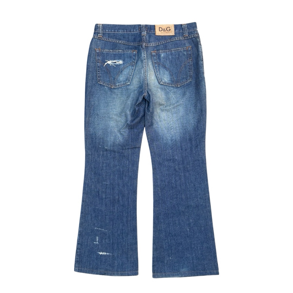DOLCE&GABBANA 00s マルチカラー ダメージ ブーツカット デニムパンツ 