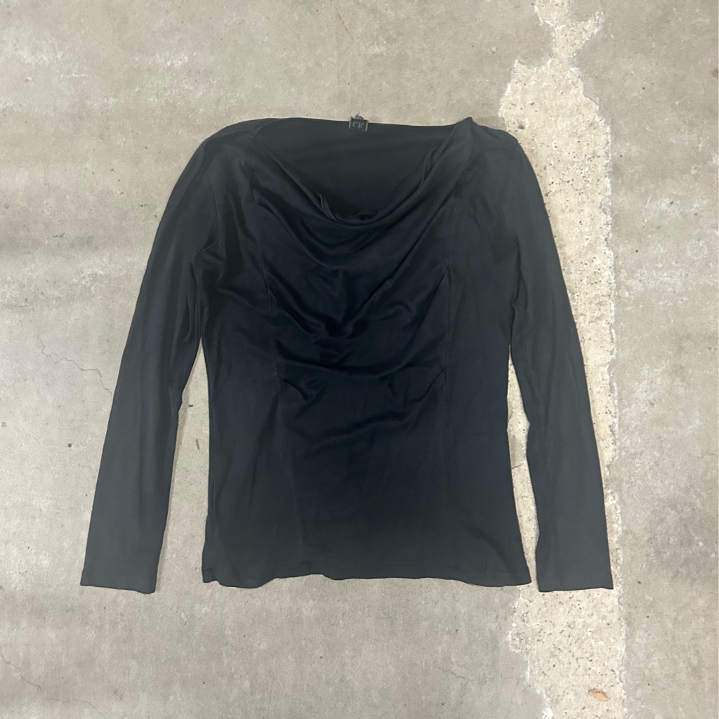 00s archive】Calvin Klein Drape Longsleev T-shirt Black Y2k Dark 