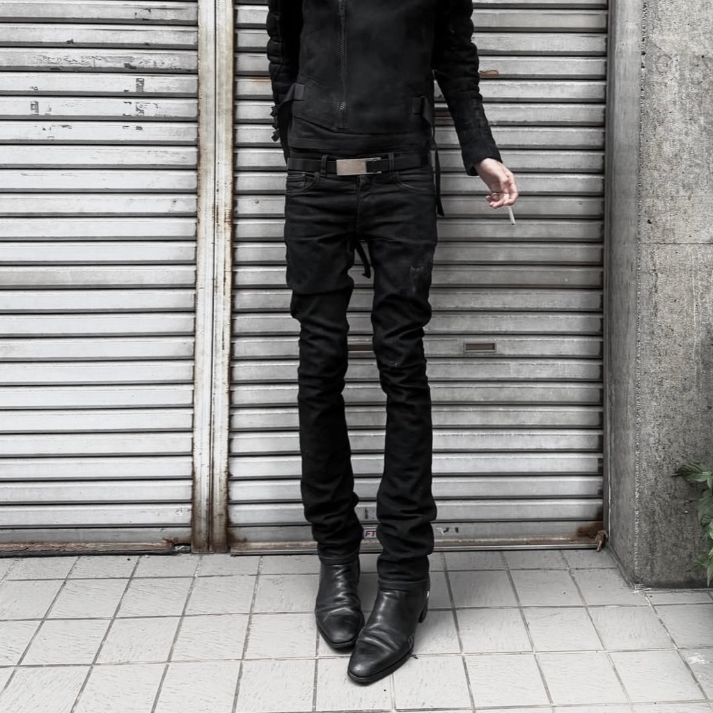 Saint Laurent Paris Skinny Jeans in Black Coated Stretch Denim