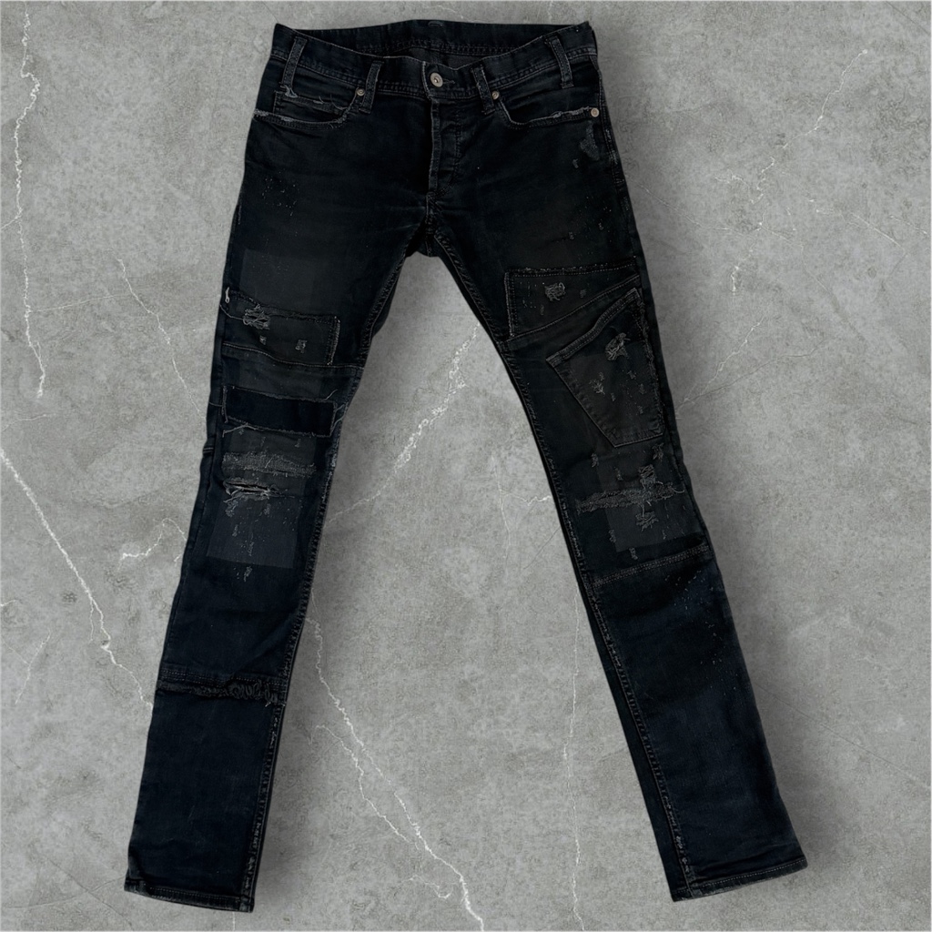 5351 POUR LES HOMMESパッチワークスキニーデニム日本製サイズ1