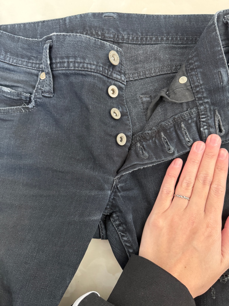 5351 POUR LES HOMMESパッチワークスキニーデニム日本製サイズ1