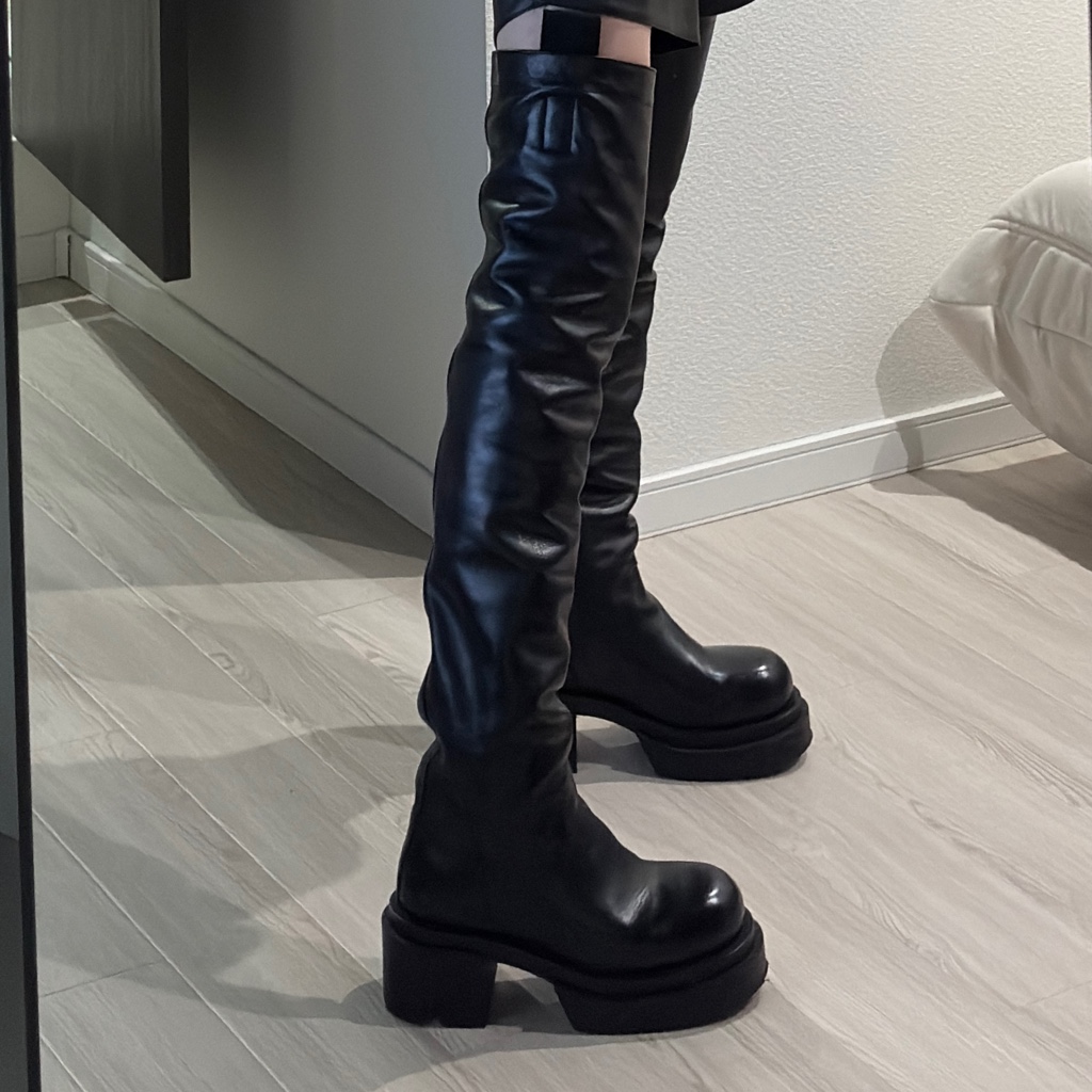 25AW RICK OWENS OVER THE KNEE BOGUN BOOT 39.5 - ARCHIVESTOCK