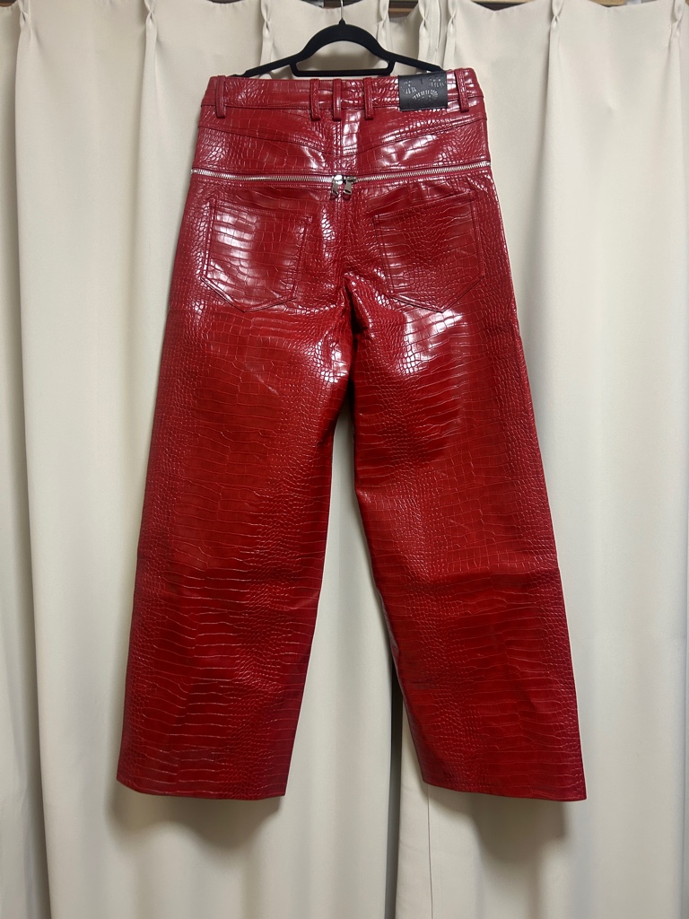 goar.archive 赤 クロコ レザーパンツ 光沢 Lサイズ 新品未使用