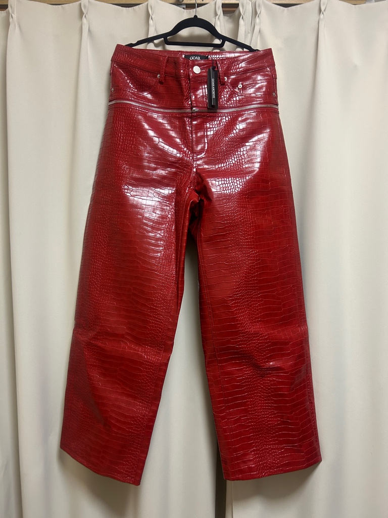 goar.archive 赤 クロコ レザーパンツ 光沢 Lサイズ 新品未使用