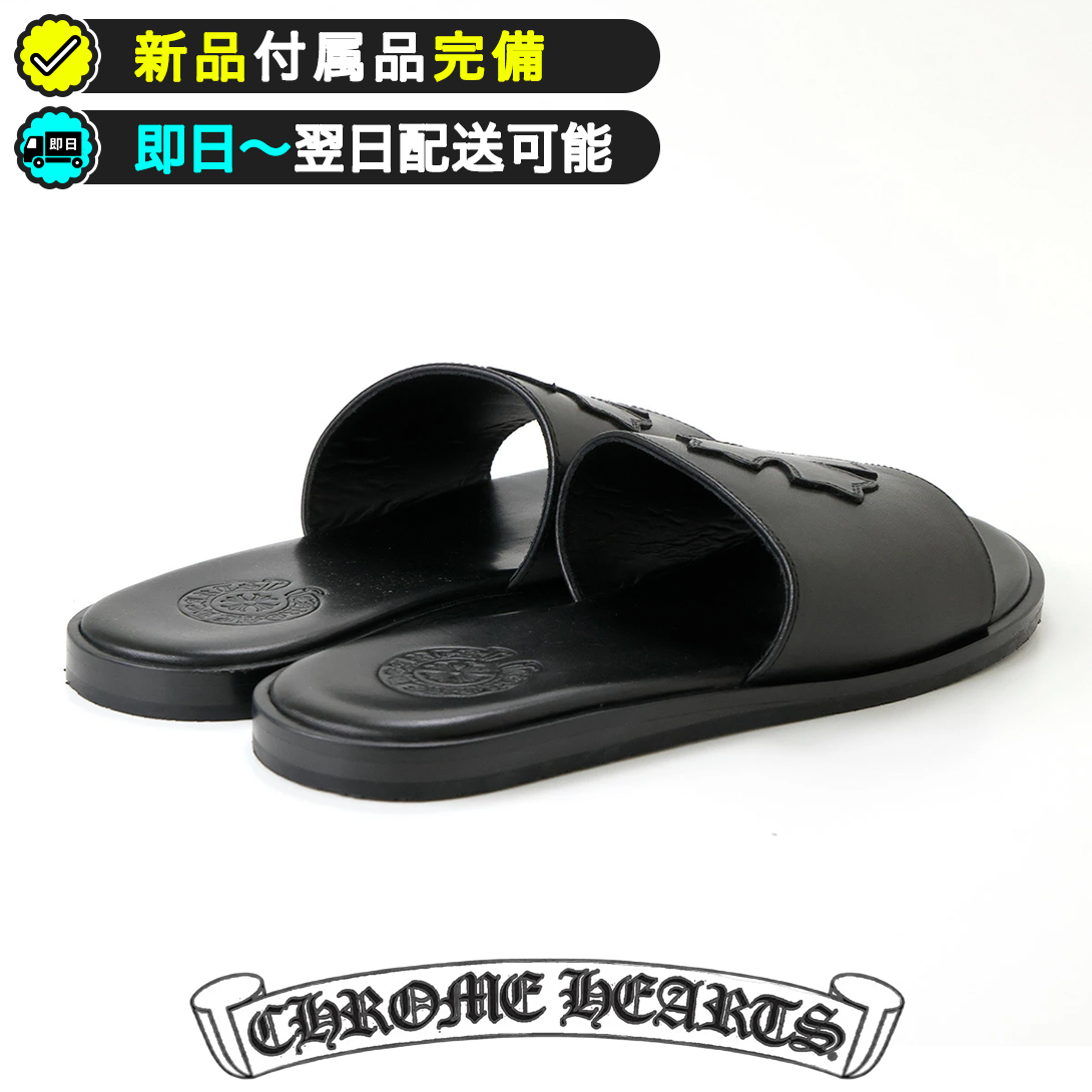 最安インボイス付】クロムハーツ CH SLIDE LEATHER パッチサンダル 