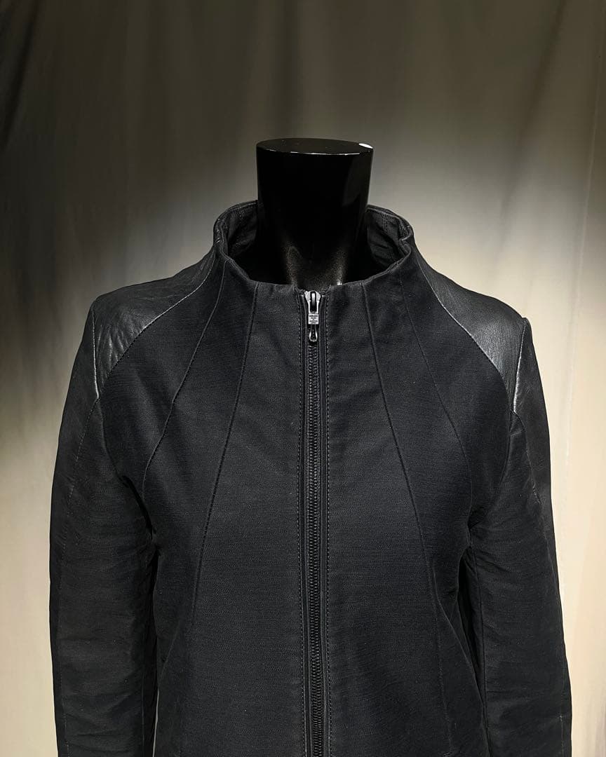 2010s DIRAIN - Lamb Leather Hybrid High Neck Jacket - ARCHIVESTOCK