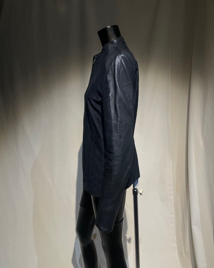 2010s DIRAIN - Lamb Leather Hybrid High Neck Jacket - ARCHIVESTOCK