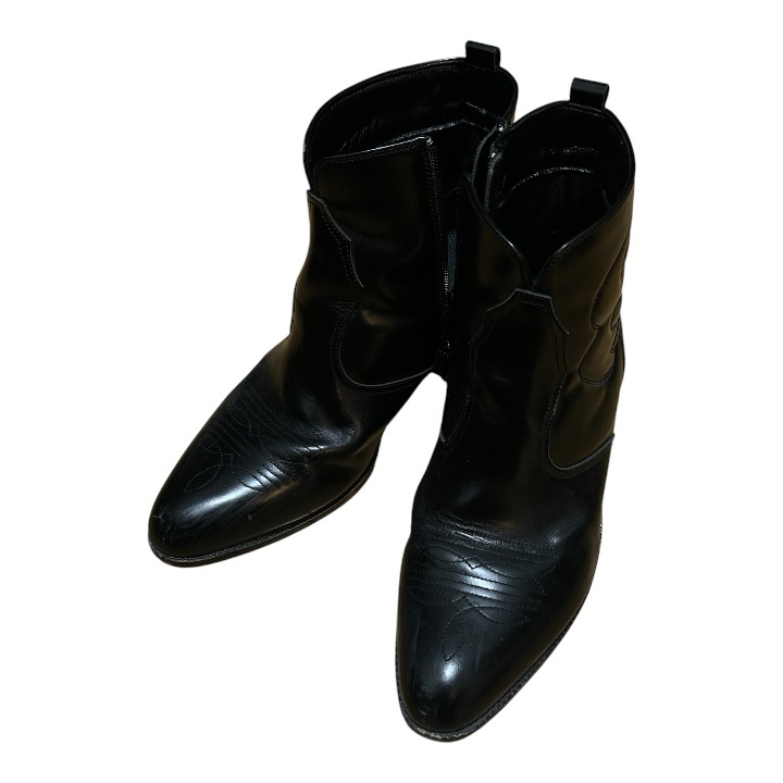 Hedi Archive】Black Western Pointed Cowboy Boots Y2K - ARCHIVESTOCK