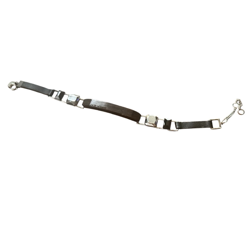 Dior Homme 03AW Luster期 レザーチェーンブレスレット ウッドプレート
