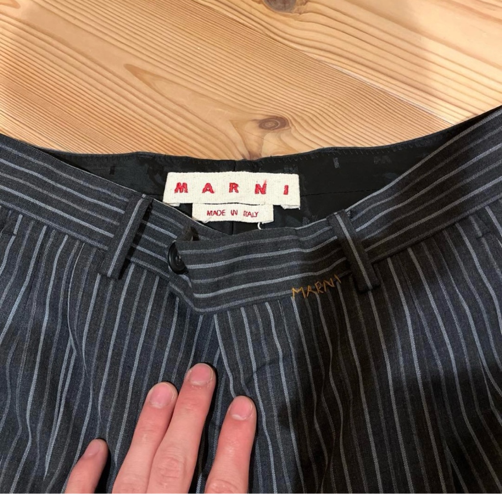 MARNI BLACK PINSTRIPE WOOL TROUSERS 44 - ARCHIVESTOCK