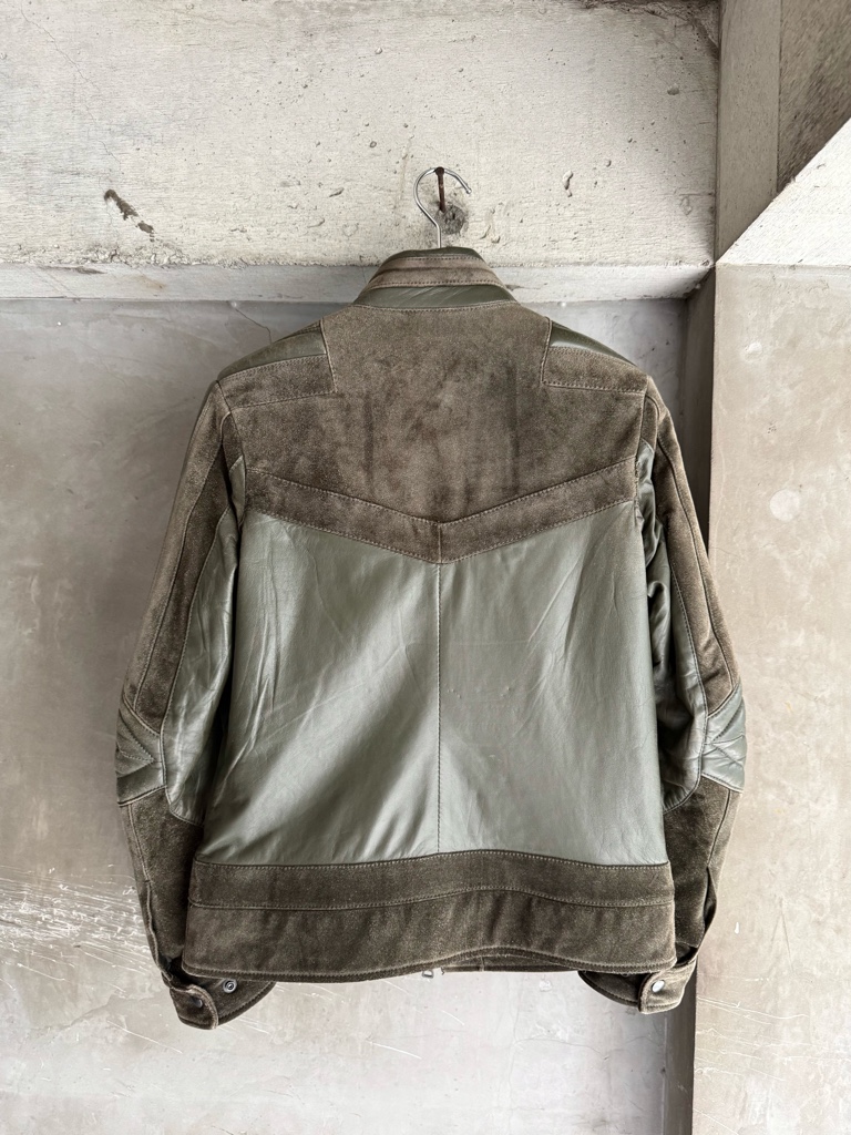2000s PRADA Archive Panelled Leather Moto Jacket - ARCHIVESTOCK