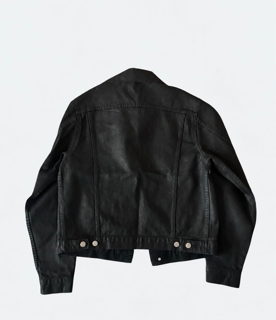 HELMUT LANG 1999 Coated Black Denim Jacket 46 - ARCHIVESTOCK